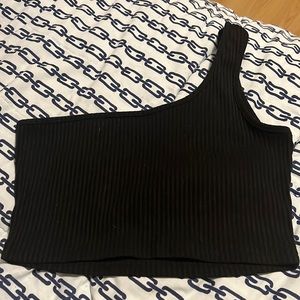 SHEIN medium one shoulder cropped black tank